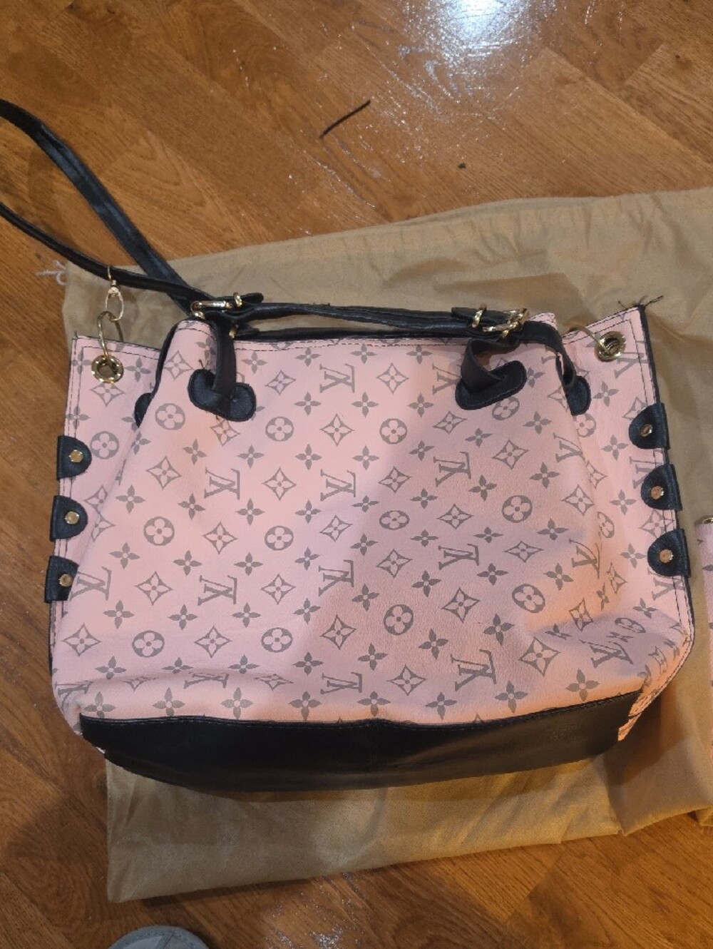 Pink Monogram Shoulder Tote with Matching Zip Wallet - Picture 6 of 12